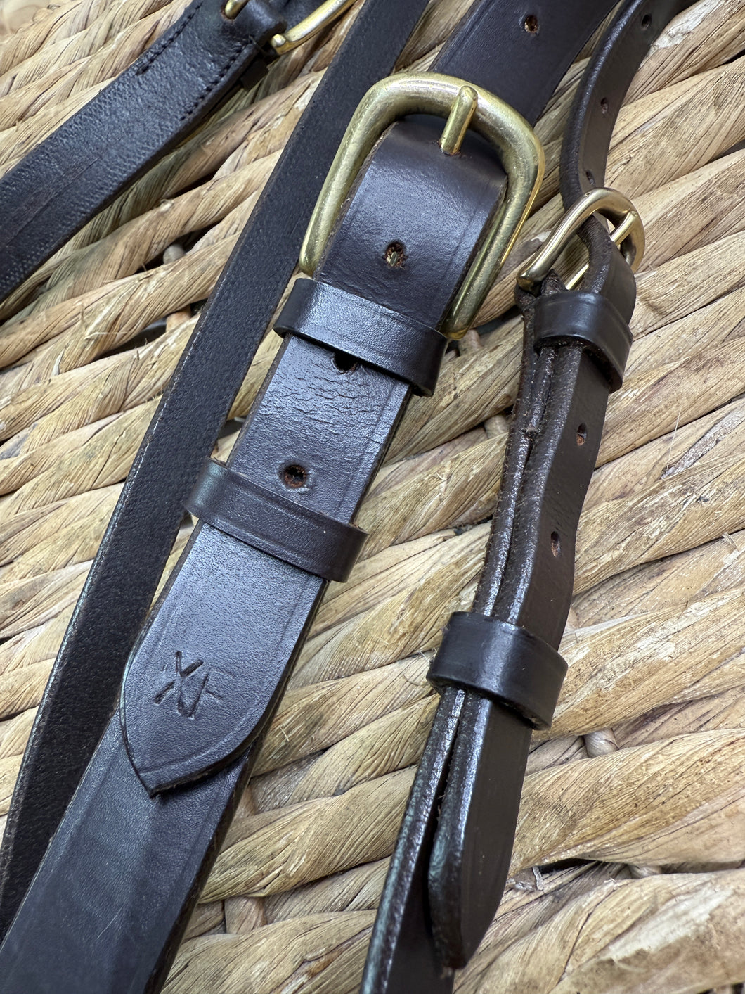 S/H XF Padded Comfort Half Bridle -Head/Brow/Cheeks- Brown/Brass