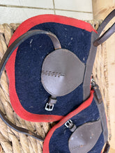 Load image into Gallery viewer, S/H English Melton Rugging Leather Hock Boots - Navy/Red