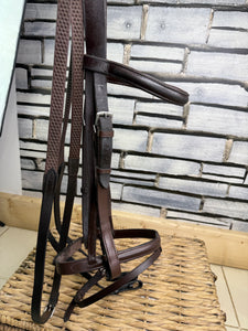 S/H Flash Noseband Bridle with Biogrip Reins -Full- Brown