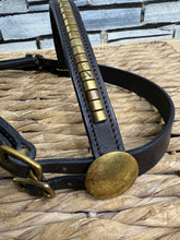 Load image into Gallery viewer, S/H In-hand Clinchered Stallion Show Bridle- Pony - Brown/Brass