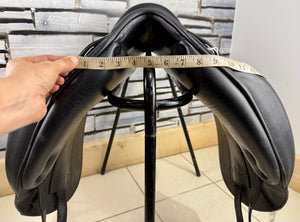 17 1/2” Wide +2 Equipe Emporio Monoflap 2018 Dressage Saddle - Black