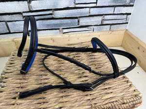 S/H Flash Noseband Bridle -Full- Black/Blue
