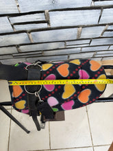 Load image into Gallery viewer, Tiny Fleece Shetland/Pony Pad Saddle -Complete with Girth &amp; Stirrups- Love Hearts Multi