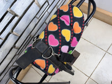 Load image into Gallery viewer, Tiny Fleece Shetland/Pony Pad Saddle -Complete with Girth &amp; Stirrups- Love Hearts Multi