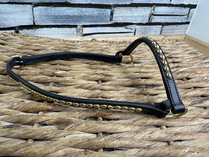 Miniature Horse In Hand Rolled Leather Show Halter/Bridle - Brass