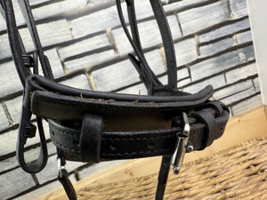 S/H Full Size Anatomic Padded Head & Nose Bridle - Black