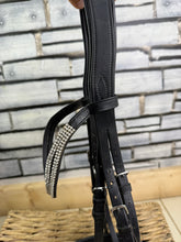 Load image into Gallery viewer, S/H Crystal Wave Brow Padded Bridle - Black - Full