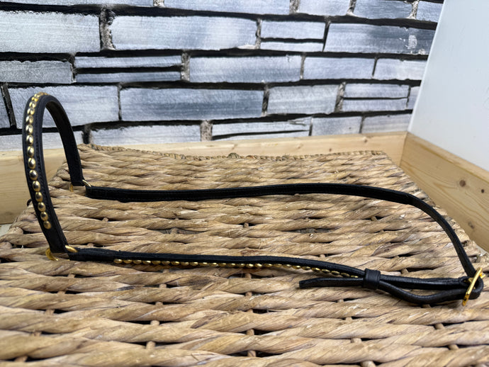 Large Arab In Hand Rolled Leather Show Halter/Bridle - Brass