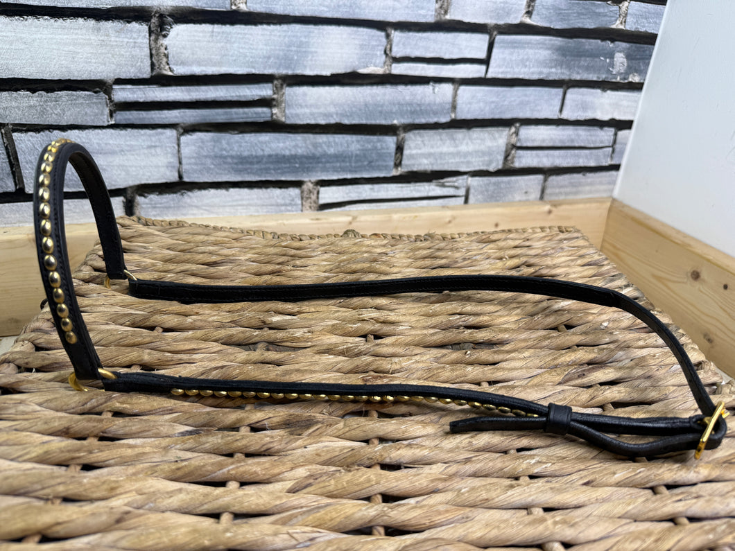 Large Arab In Hand Rolled Leather Show Halter/Bridle - Brass