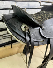 Load image into Gallery viewer, 12 1/2” SQHB Shetland Leather Western Saddle - Black - Pony Size