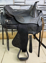 Load image into Gallery viewer, 16” Treeless Leather Western Saddle - Fit Any Width - Black