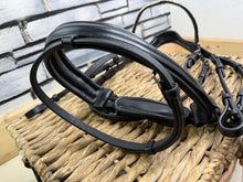 Load image into Gallery viewer, S/H Crystal V Brow Padded Double Bridle - Black - Full