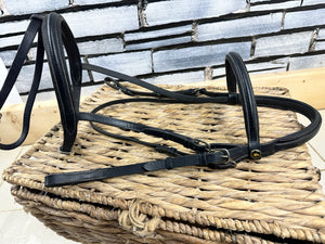 S/H Black Horse Flash Snaffle Bridle - Black - Flash
