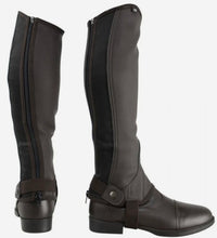 Load image into Gallery viewer, Childs HY Synthetic Combi Leather Half Chaps - Black/Brown