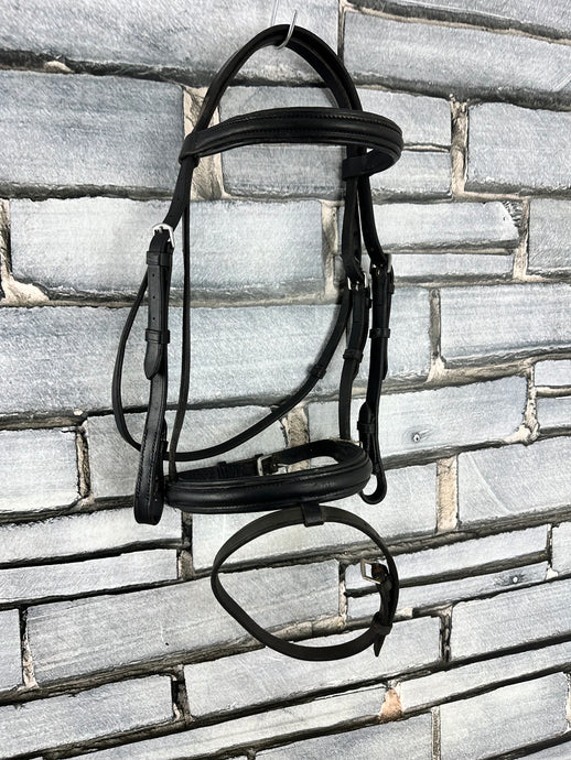 S/H English Padded Flash Bridle - Black - Pony