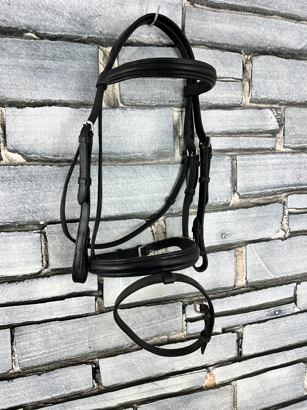 S/H English Padded Flash Bridle - Black - Pony
