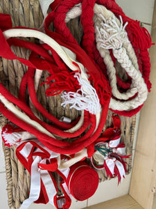 S/H Heavy Horse/Shire Ribbons, Flights & Decoration - Red/White