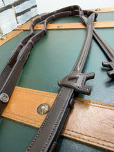 Load image into Gallery viewer, Aberwiel Mega Grip Flexi Reins - Rubber Blocks -Pony/Full- Brown/Black Leather - Billet Ends - XC