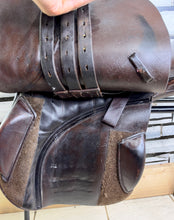 Load image into Gallery viewer, 17” Wide GFS English GP/Jump Saddle - Brown - Square Cantle