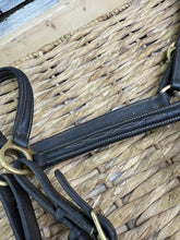 Load image into Gallery viewer, S/H Padded Leather Clip Headcollar -Black/Brass- Full