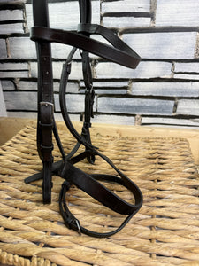 S/H Jeffries Falcon Stitched Flash Hunter Bridle -Pony- Brown