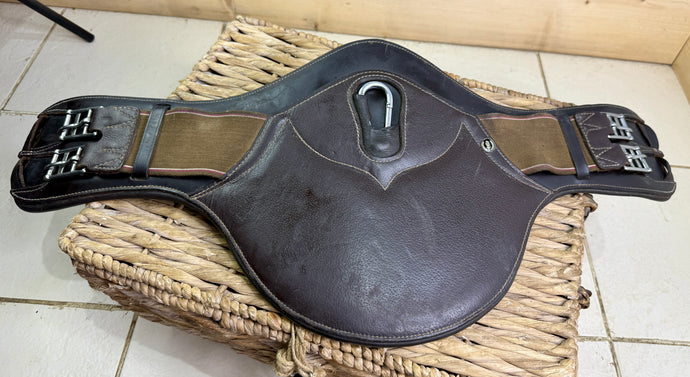 S/H 26” Soft Padded Leather Mono/Short Jumping Stud Girth-Brown