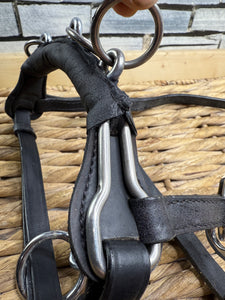 Miniature Horse/Mini Shetland Leather Lunge Cavesson - Black