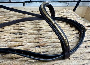 Clip Work Bridle with Clinchered Wave Brow - Brown/Brass - Cob/Full/XF