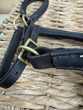 Load image into Gallery viewer, S/H Padded Leather Clip Headcollar -Black/Brass- Full