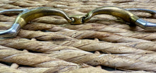 Load image into Gallery viewer, S/H 6” Curved Gold Mouth Lozenge Flat Ring Eggbutt Snaffle Bit