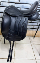 Load image into Gallery viewer, 17” Wide-XW AVA Flair Air Monoflap Dressage Saddle on 17” Panels-Black- Big Blocks