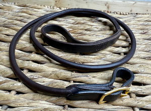 Rolled Leather In-Hand Show Lead - Brown