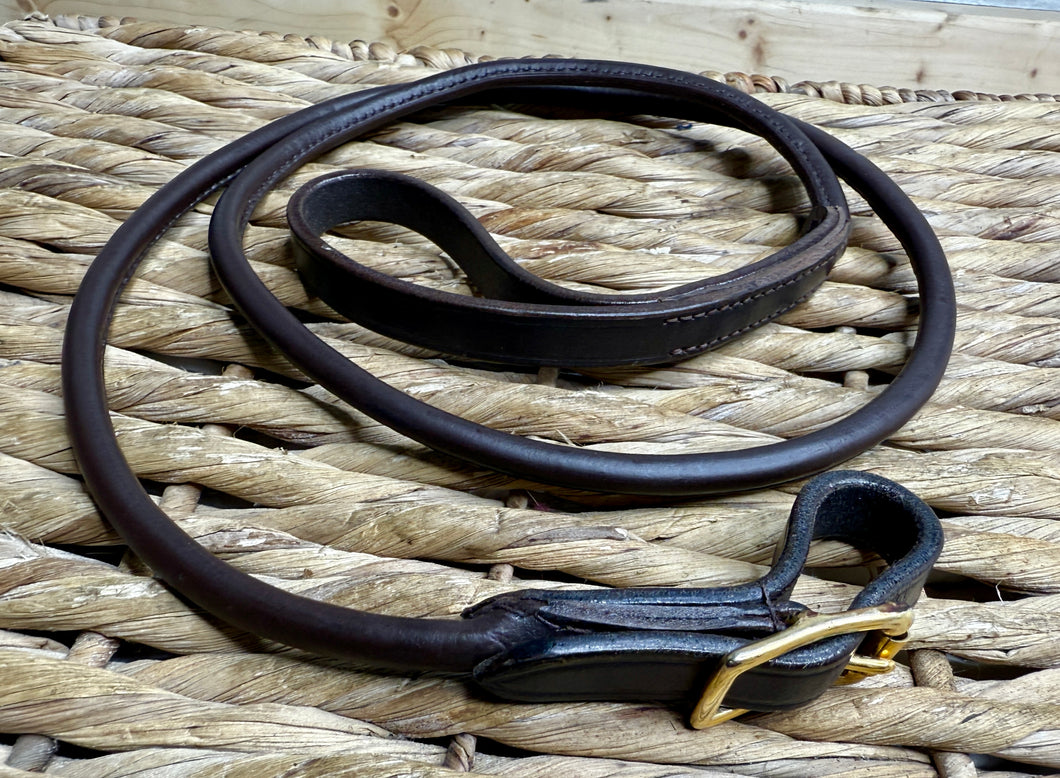 Rolled Leather In-Hand Show Lead - Brown