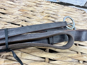 S/H English Leather Running Martingale - Brown/Silver - Cob