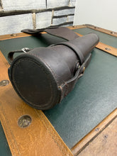 Load image into Gallery viewer, Saddle Flask &amp; Case - Pinder Bros - Vintage Pewter Hunting Hip Flask -English Leather - 10oz/12”