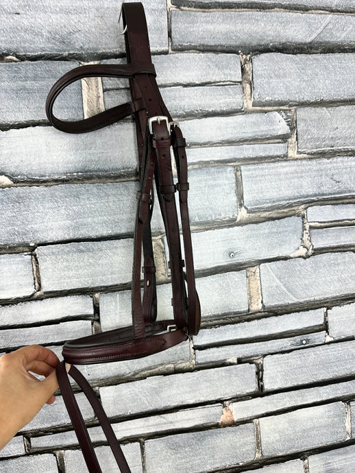S/H English Flash Snaffle Bridle - Brown - Full