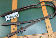 Load image into Gallery viewer, Aberwiel Mega Grip Flexi Reins - Rubber Blocks -Pony/Full- Brown/Black Leather - Billet Ends - XC