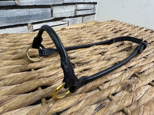 Miniature Horse In Hand Rolled Leather Show Halter/Bridle - Brass