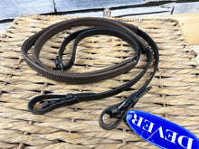 Load image into Gallery viewer, S/H Dever English Wide 3/4” Rubber Hunting Reins - Brown - Cob