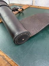 Load image into Gallery viewer, Saddle Flask &amp; Case - Pinder Bros - Vintage Pewter Hunting Hip Flask -English Leather - 10oz/12”
