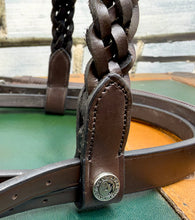 Load image into Gallery viewer, Plaited Shetland Bridle &amp; Rubber Reins - M&amp;M/Native/Shetland/Small Pony - Black/Brown - Plain Hunter Noseband