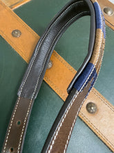 Load image into Gallery viewer, Leather Padded Polo Headcollar -Burgundy/White/Navy/Brown -Embroidered Design- Pony/Cob/Full - Black/Brown