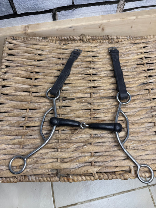 S/H 5 1/4” Jointed Vulcanite American Gag Bit with Cheeks