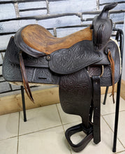Load image into Gallery viewer, 15” Ornate Leather Western Saddle - Semi QH Bars - Brown