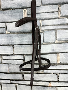 S/H English Flash Snaffle Bridle - Brown - Full