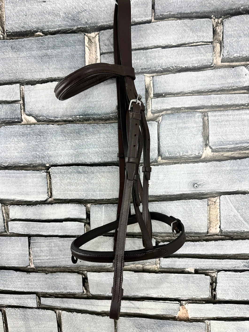 S/H English Flash Snaffle Bridle - Brown - Full