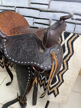 Load image into Gallery viewer, 15” Leather Western Set-Saddle, Headstall, Nathe Gag, Cinch