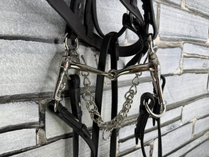 S/H English M&M Complete Pelham Bridle - Black - Pony