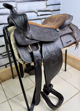 Load image into Gallery viewer, 15” Ornate Leather Western Saddle - Semi QH Bars - Brown
