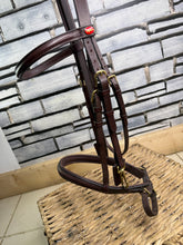 Load image into Gallery viewer, S/H Stephens Clip Cavesson Bridle - Full - Brown/Brass